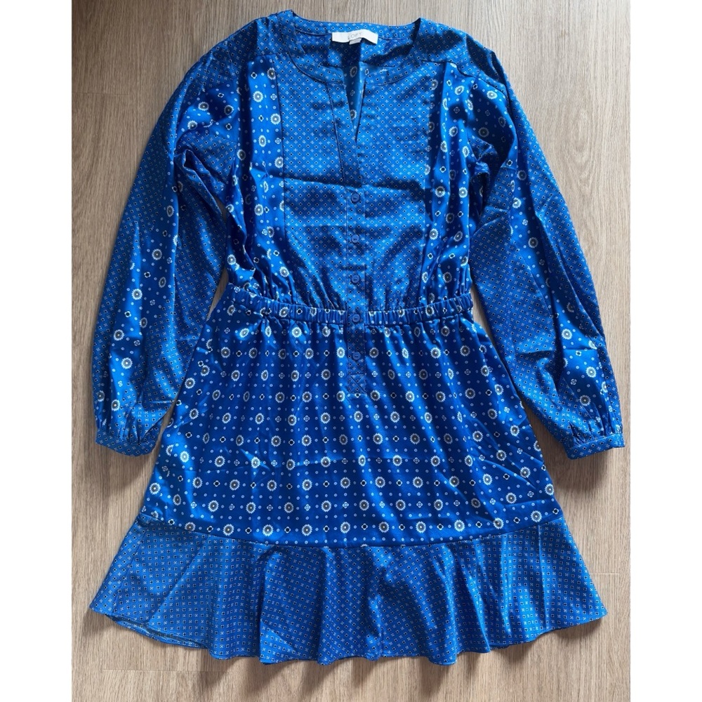 LOFT Mixed Geo Flounce Mini Shirtdress - Picture 4 of 10
